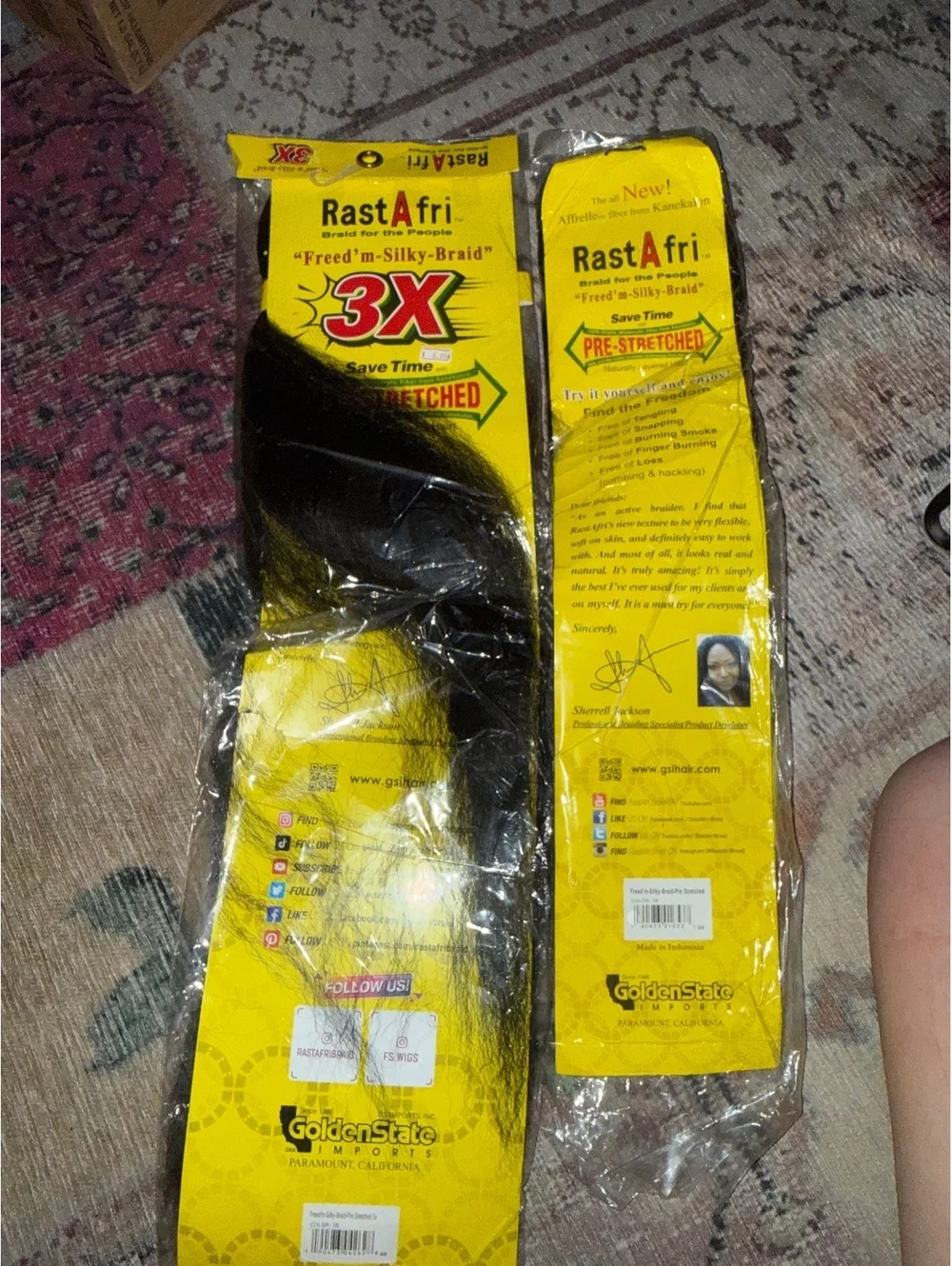 Hair bundle African ebony lot of 2 prestretched
